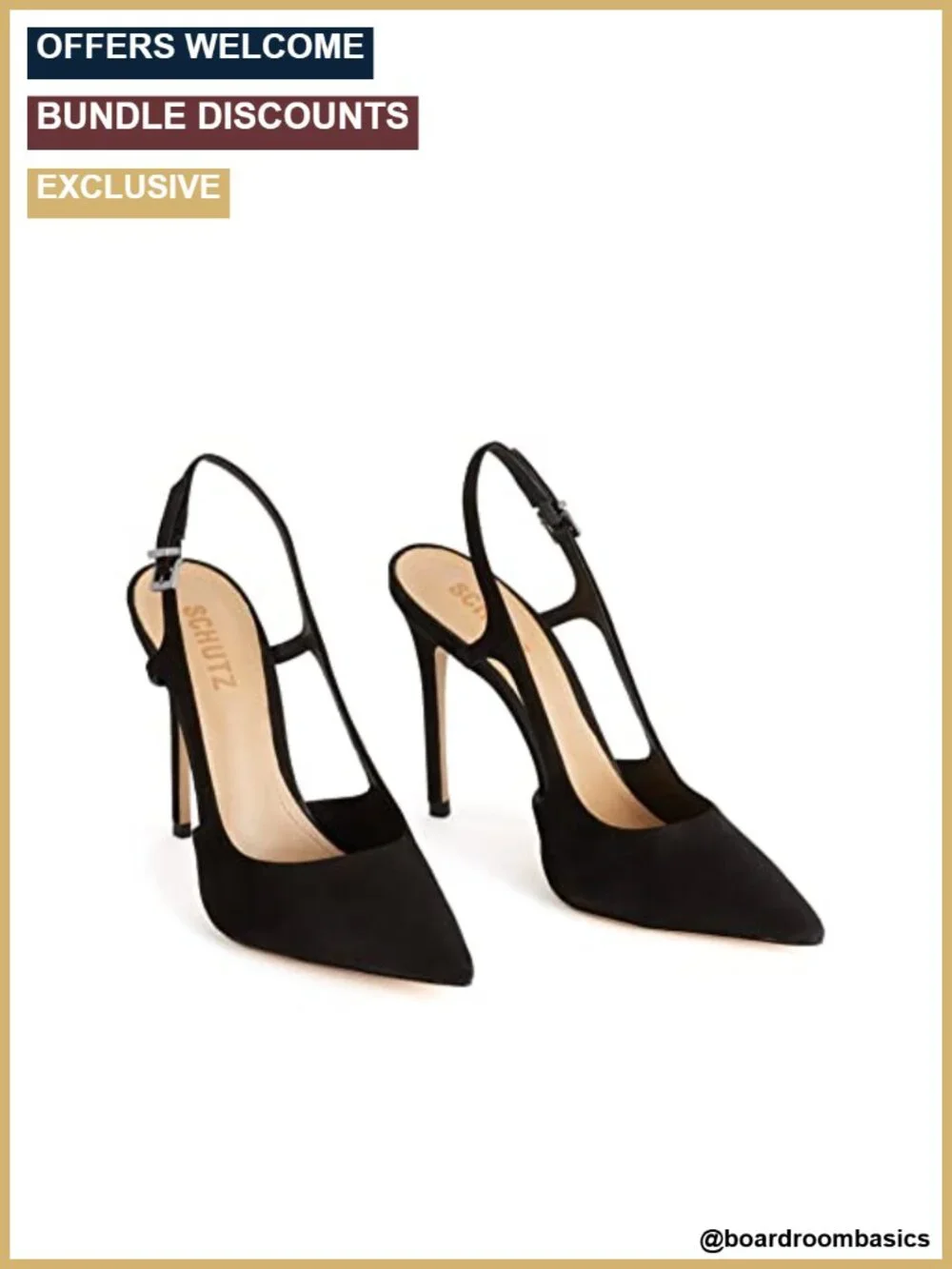 Schutz Boris Leather Slingback Pumps Stiletto Heels Women's 4in Buckle